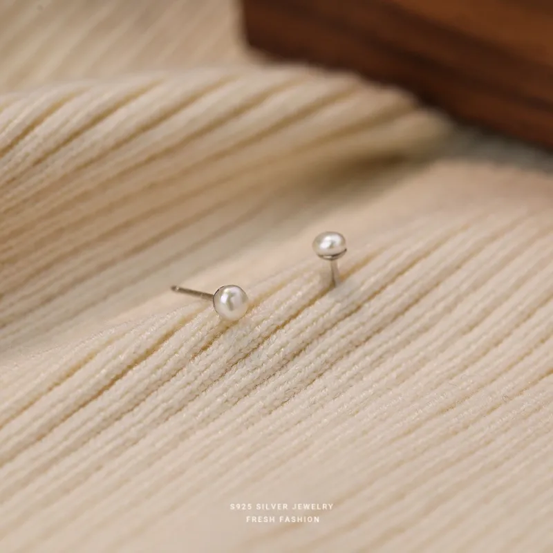 MCK S925 Silver Stud Earrings Women's-4