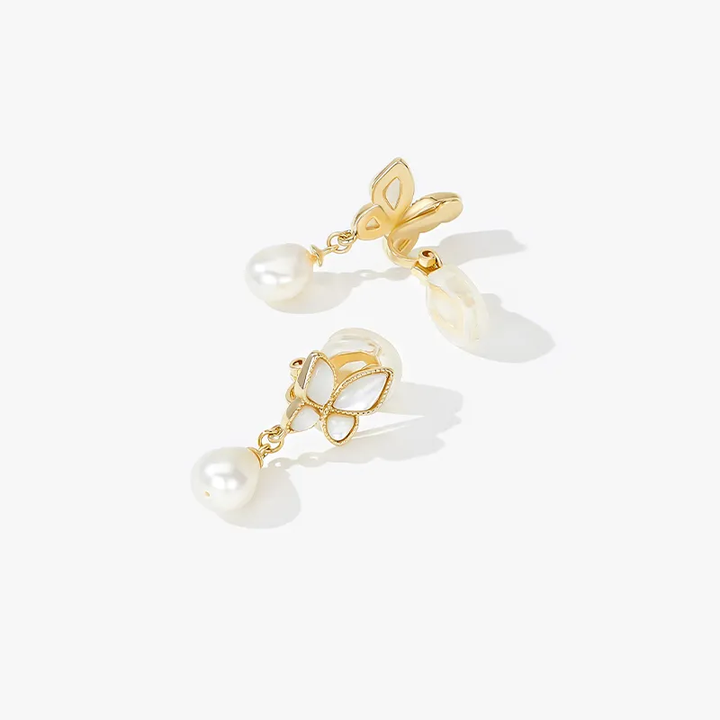 MCK Shell Clip On Earrings Women's-2