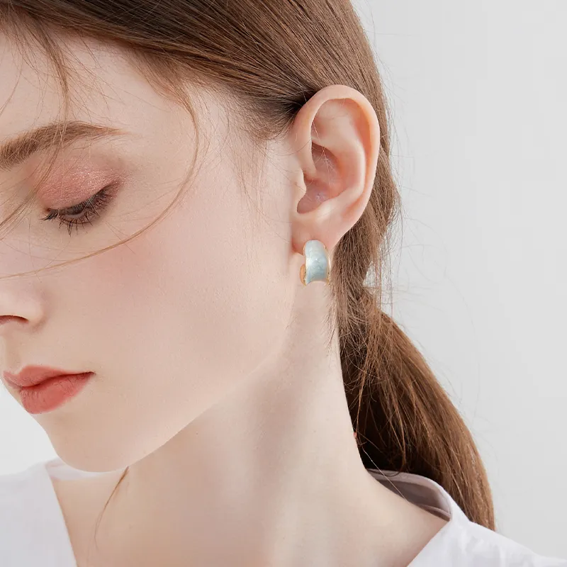 MCK 925 Sterling Silver Needle Earrings Women's-1