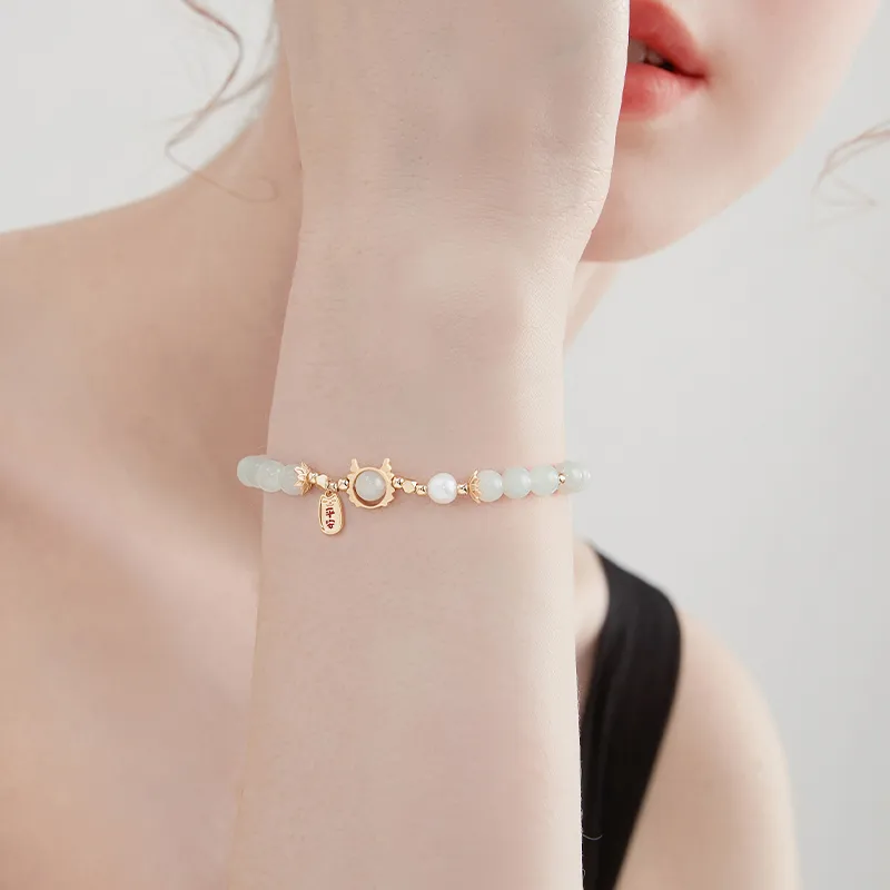 MCK Bracelets Pale Greenish White Jade Women's-3