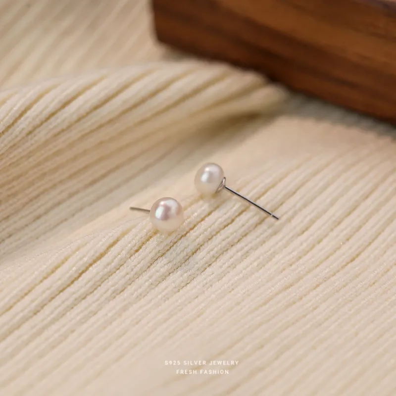MCK S925 Silver Stud Earrings Women's-5