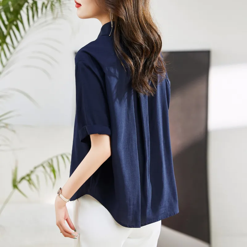 Hang Yi Court Shirt Women's Navy Blue-5