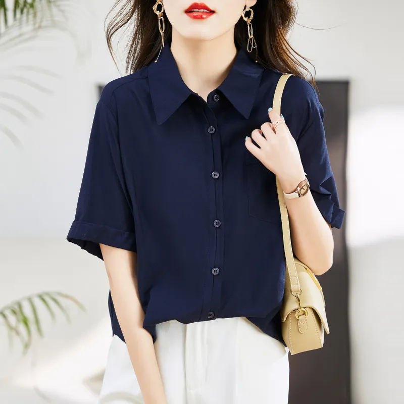 Hang Yi Court Shirt Women's Navy Blue-3
