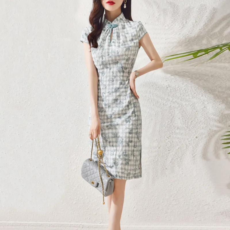 Hang Yi Court Short Sleeved Dresses Women's Emerald-3