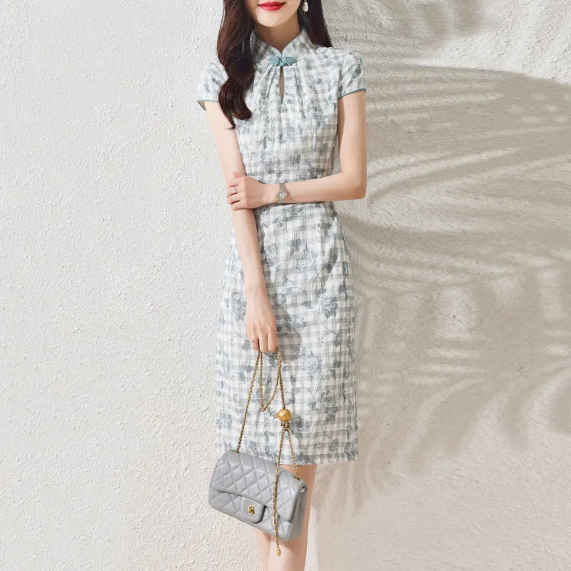 Hang Yi Court Short Sleeved Dresses Women's Emerald-1