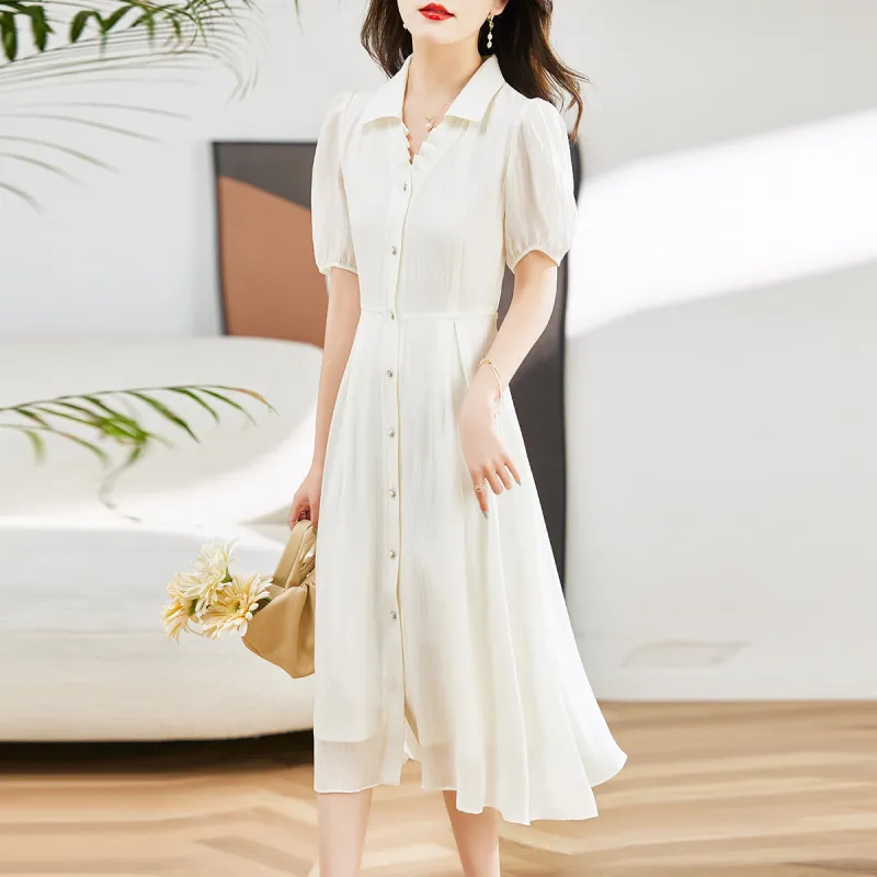 Hang Yi Court Short Sleeved Dress Women's-11
