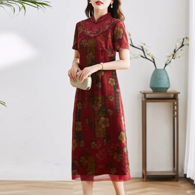 Hang Yi Court Short Sleeved Dresses Women's Image Color-6
