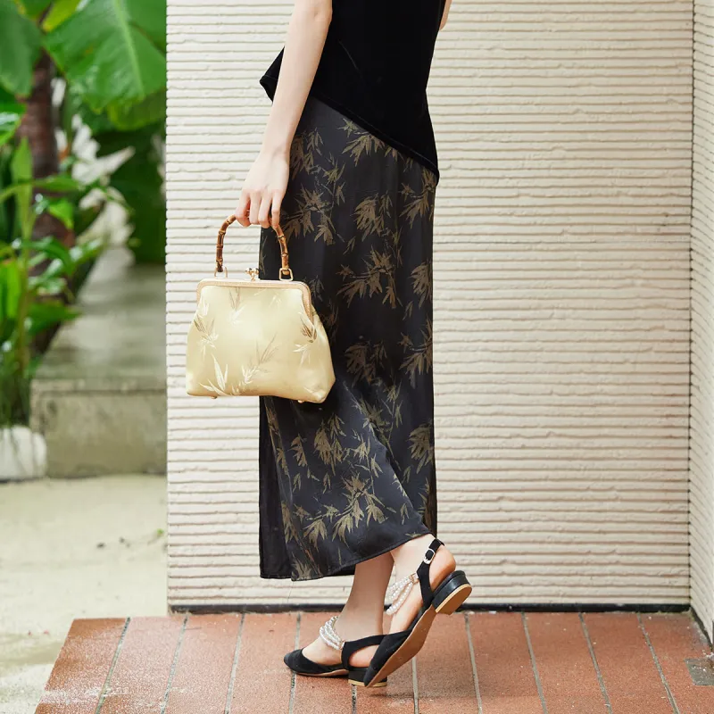 Hang Yi Court Casual Long Skirt Women's Black-7