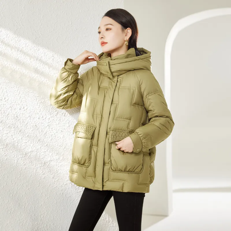 Hang Yi Court Down Jacket Women's Mustard Green-1