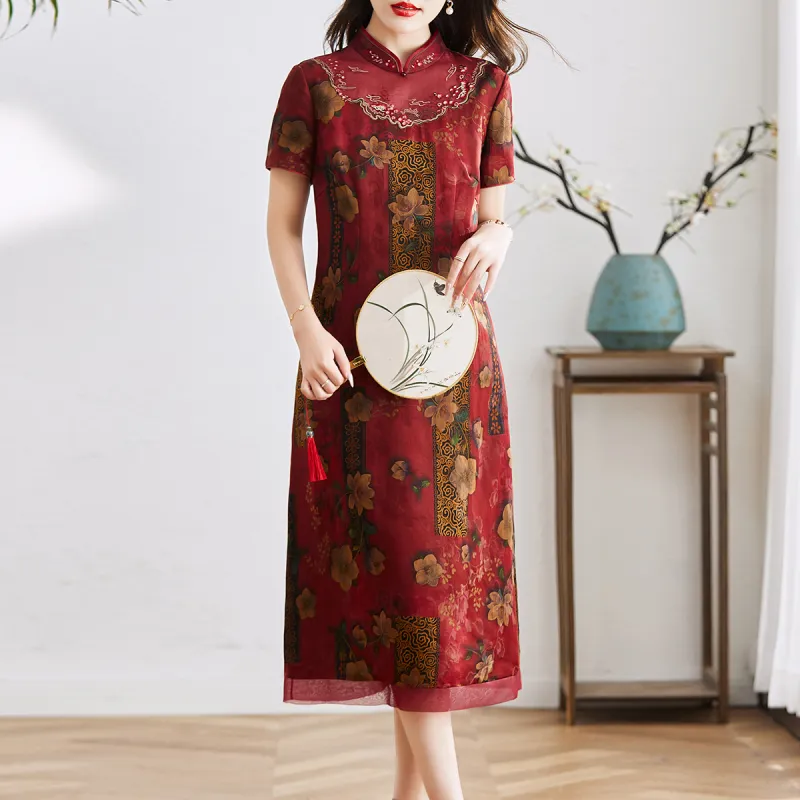Hang Yi Court Short Sleeved Dresses Women's Image Color-2