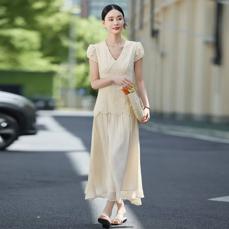 Hang Yi Court Short Sleeved Dress Women's-3