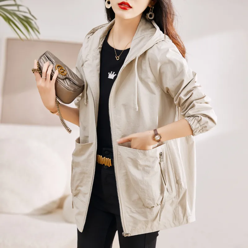Hang Yi Court Baseball Jacket Women's Beige-5