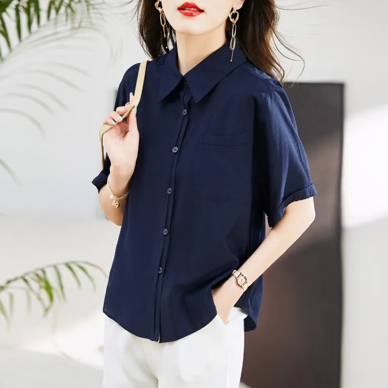 Hang Yi Court Shirt Women's Navy Blue-6