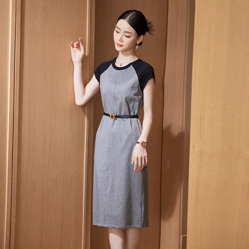 Hang Yi Court Short Sleeved Dresses Women's Gray-2