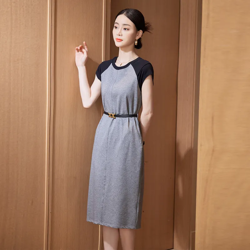 Hang Yi Court Short Sleeved Dresses Women's Gray-4