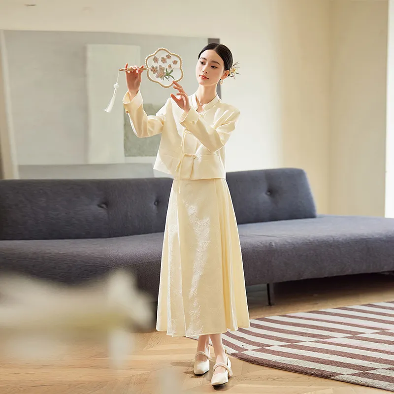 Hang Yi Court Casual Suit Women's Apricot-3