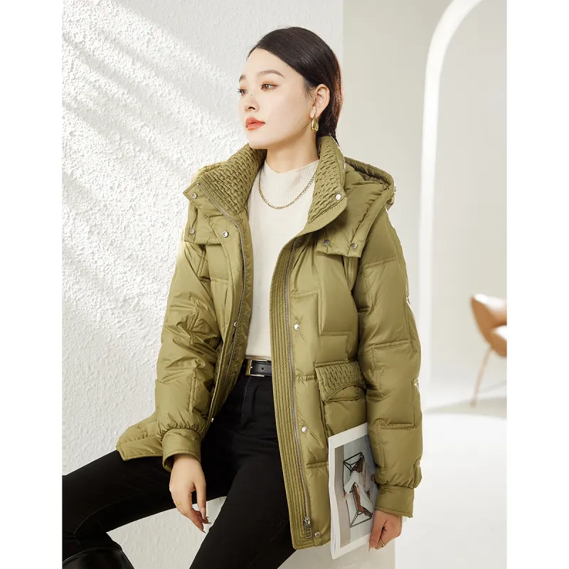 Hang Yi Court Down Jacket Women's Mustard Green-2