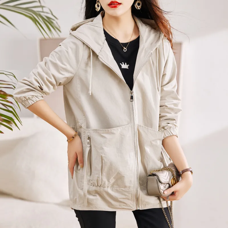 Hang Yi Court Baseball Jacket Women's Beige-4