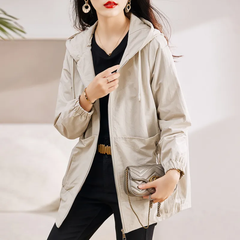 Hang Yi Court Baseball Jacket Women's Beige-3