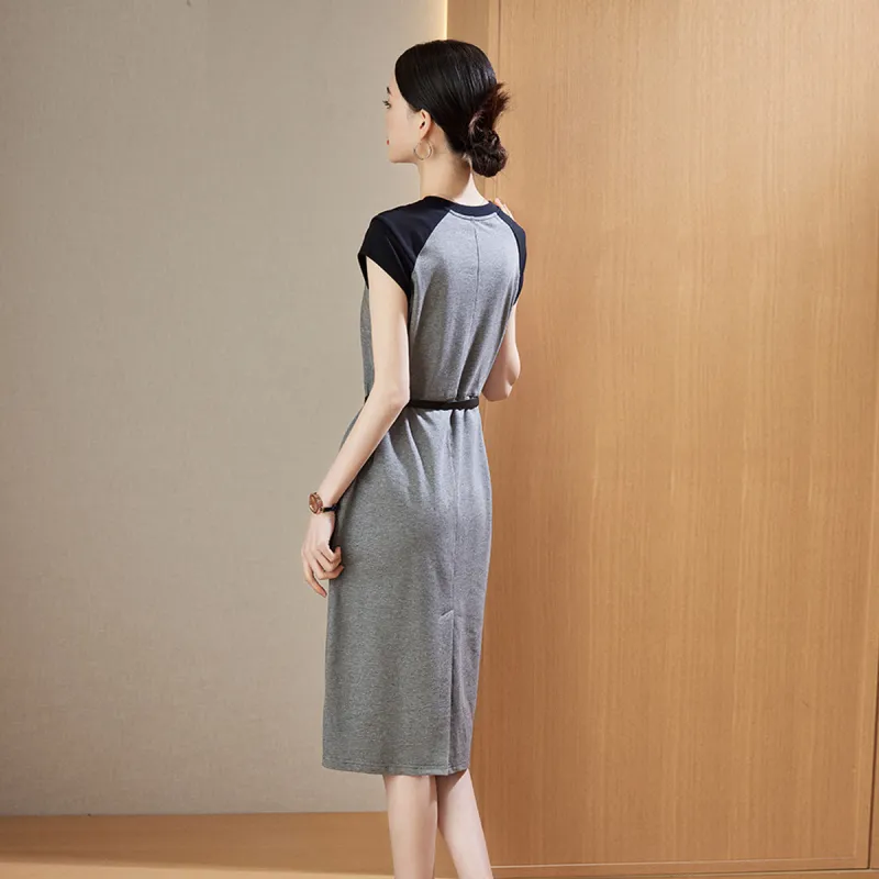 Hang Yi Court Short Sleeved Dresses Women's Gray-6