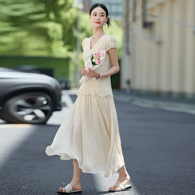 Hang Yi Court Short Sleeved Dress Women's-5