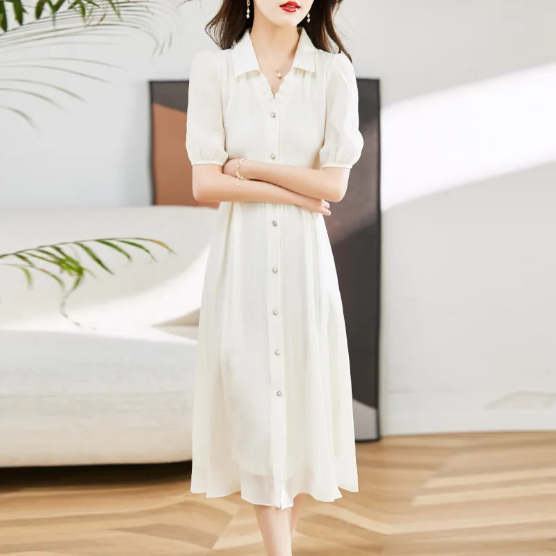 Hang Yi Court Short Sleeved Dress Women's-7