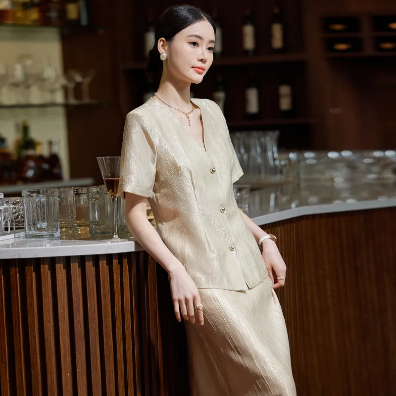 Hang Yi Court Skirt Set Women's Khaki-1