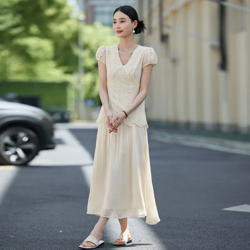 Hang Yi Court Short Sleeved Dress Women's-4
