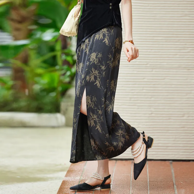 Hang Yi Court Casual Long Skirt Women's Black-5