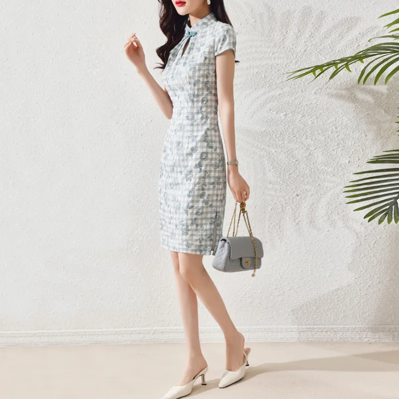 Hang Yi Court Short Sleeved Dresses Women's Emerald-4