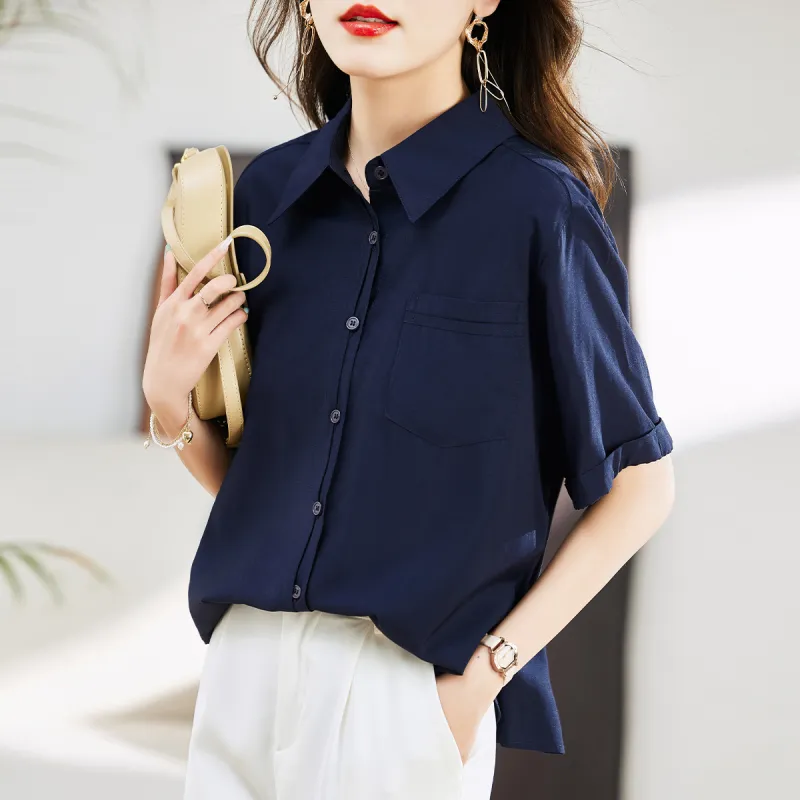 Hang Yi Court Shirt Women's Navy Blue-2