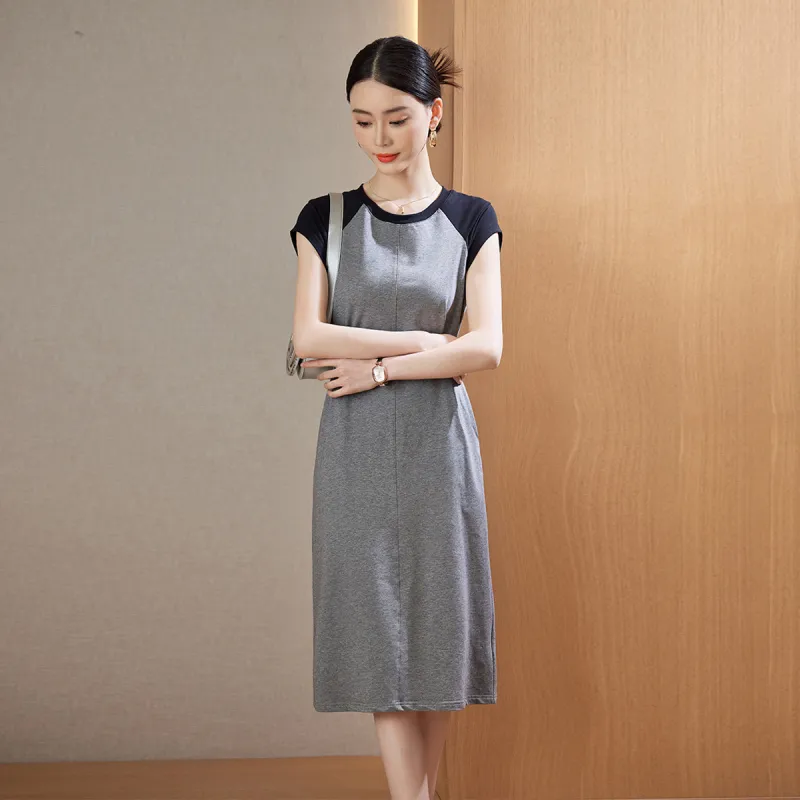 Hang Yi Court Short Sleeved Dresses Women's Gray-5