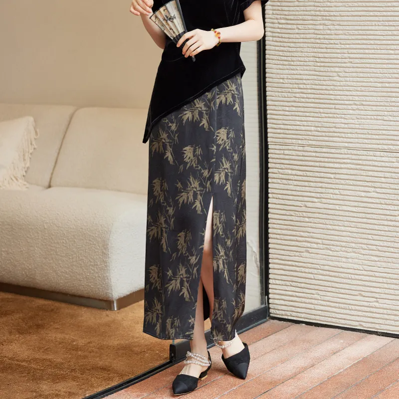 Hang Yi Court Casual Long Skirt Women's Black-2