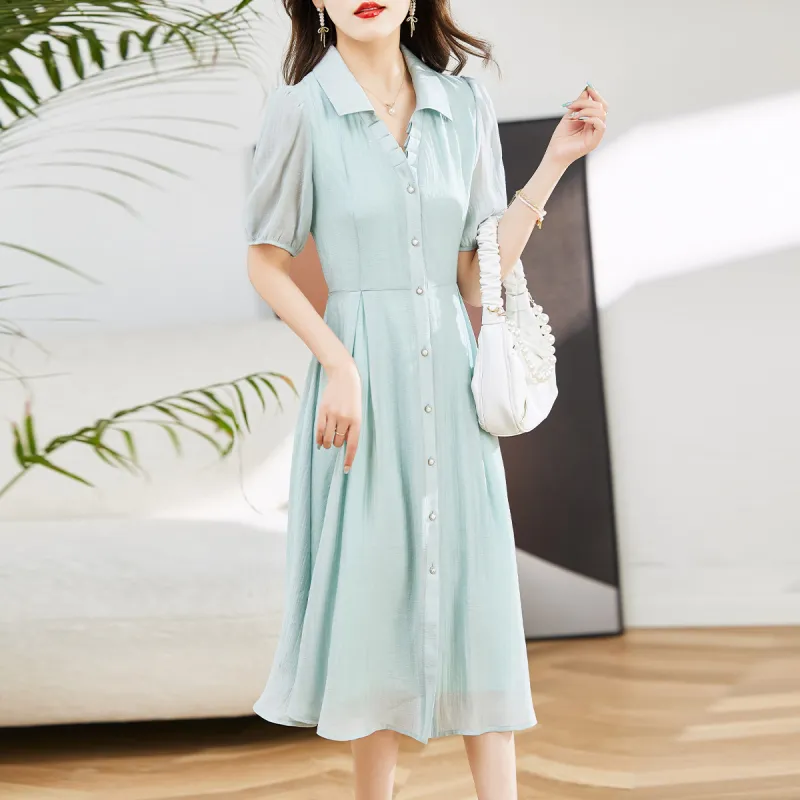 Hang Yi Court Short Sleeved Dress Women's-3