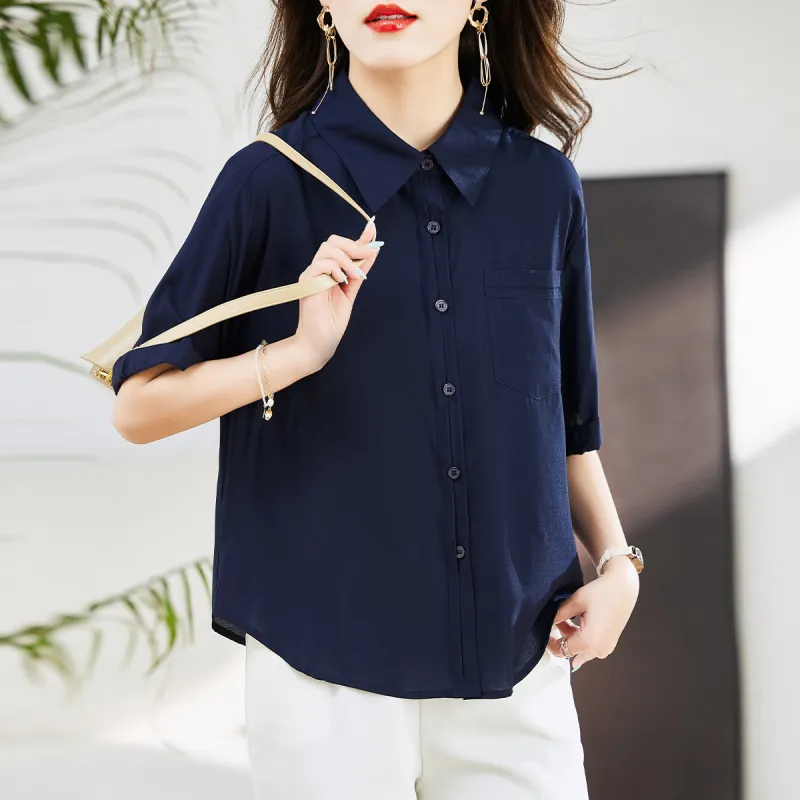 Hang Yi Court Shirt Women's Navy Blue-4