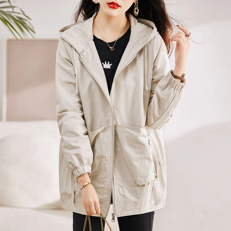 Hang Yi Court Baseball Jacket Women's Beige-2