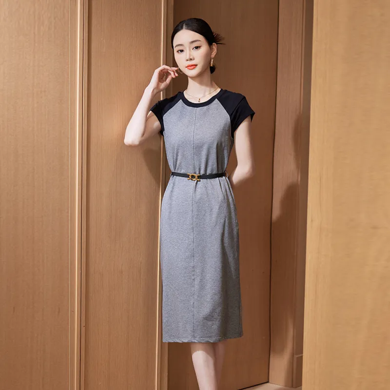 Hang Yi Court Short Sleeved Dresses Women's Gray-7