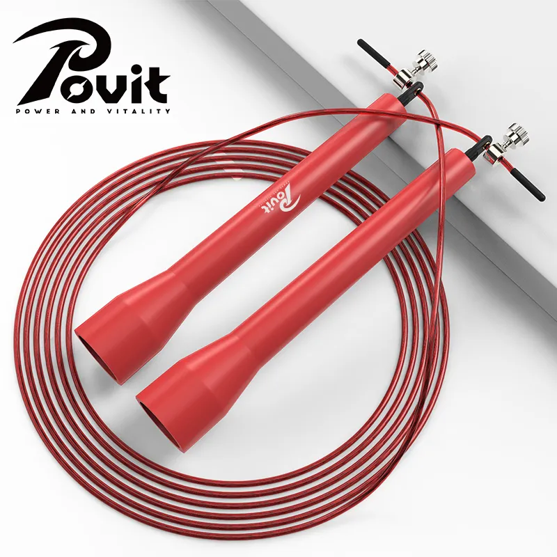 POVIT Professional Racing Non Countable Jump Ropes Fitness Crowd Steel Wire Rope PP Controller 3.1m-7