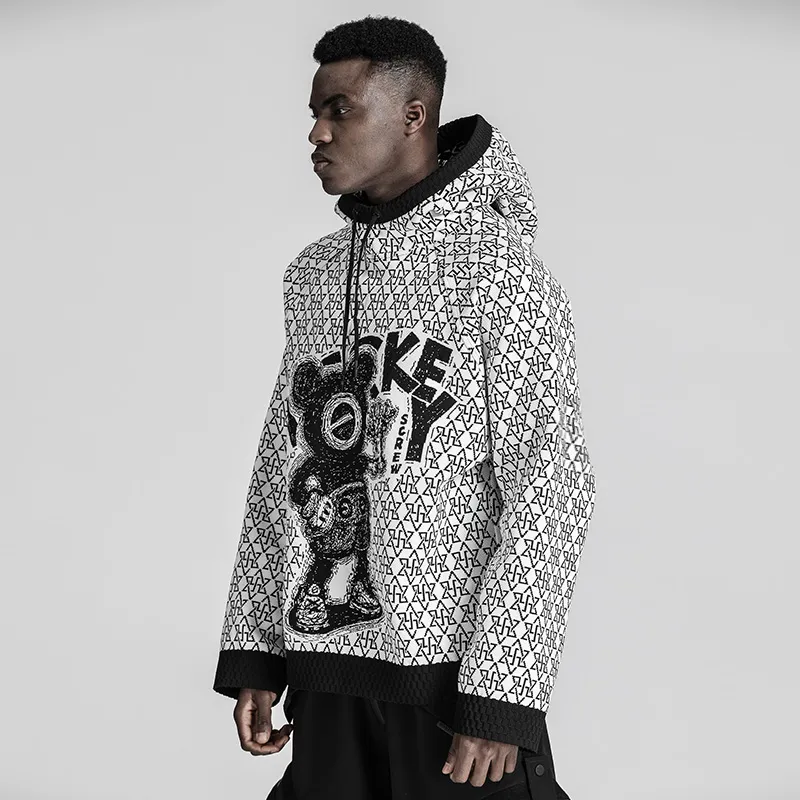 NORVINCY Hip Hop Color Block Mock Two Piece Loose Fit Casual Sweatshirt Unisex-3