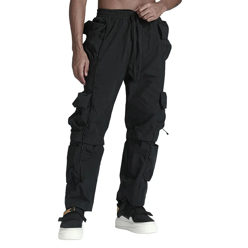 NORVINCY American Streetwear Gothic Patchwork Urban Techwear Casual Pants Unisex Black-5