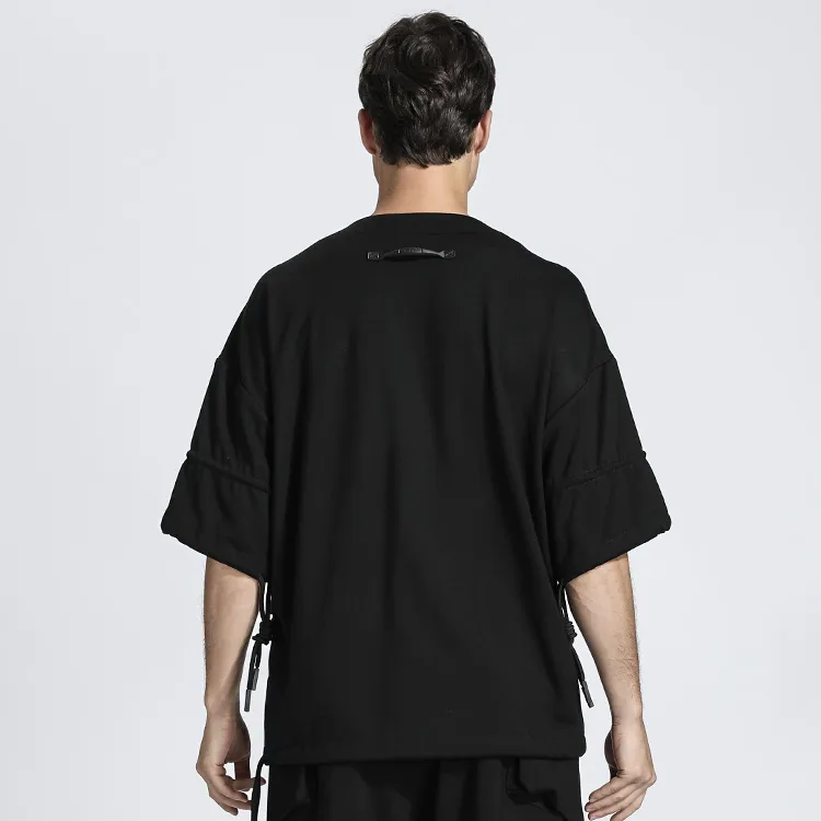 NORVINCY Summer Loose Fit Top Drop Shoulder Sleeve Solid Color Crew Neck Short Sleeved T Shirts Unisex-2