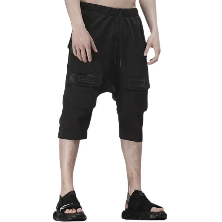 NORVINCY Straight Fit Loose Fit Black Warrior Solid Color Cargo Pants Men's Black-3