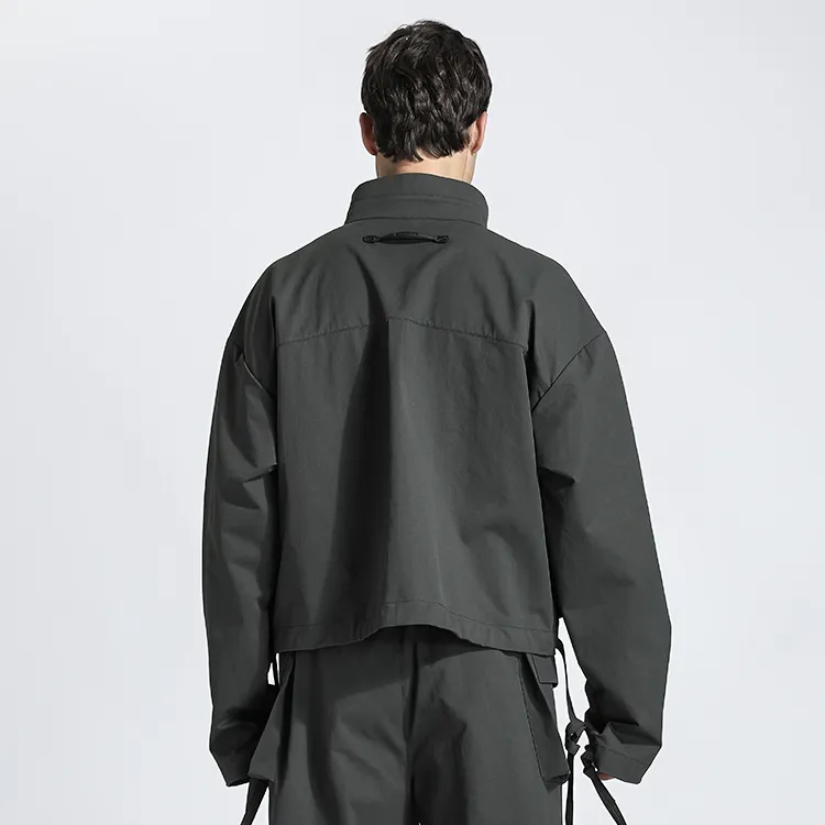 NORVINCY British Windproof Double Zip Closure Cropped Jacket Men's-5