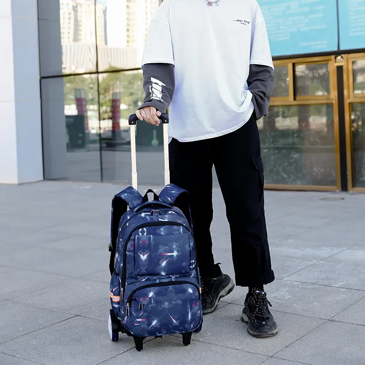 Natural Fish Nylon Backpack Regular Men's Sky Blue Starry Sky/Black Starry Sky/Blue Stripes/Blue Geometric-4