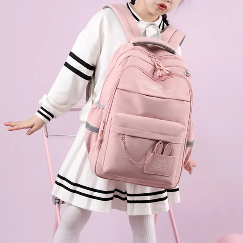 Natural Fish Nylon Backpack Regular Pink Black Orange Purple-1