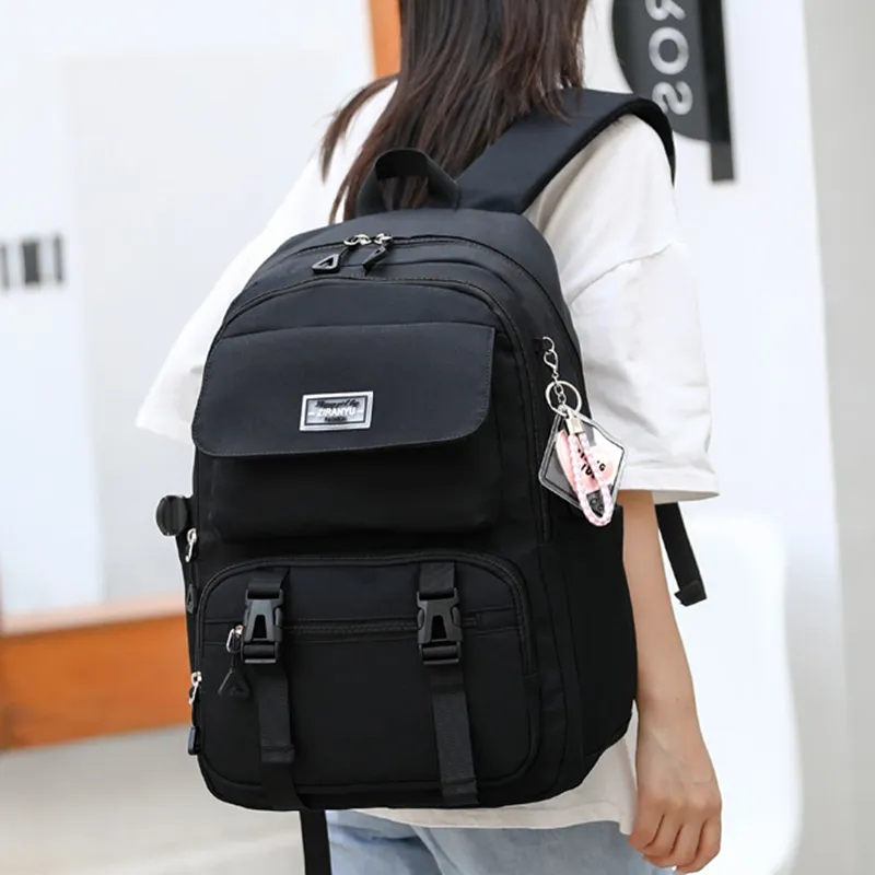Natural Fish Nylon Backpack Regular Women's Blue/Purple/Black/Pink/Gray-11
