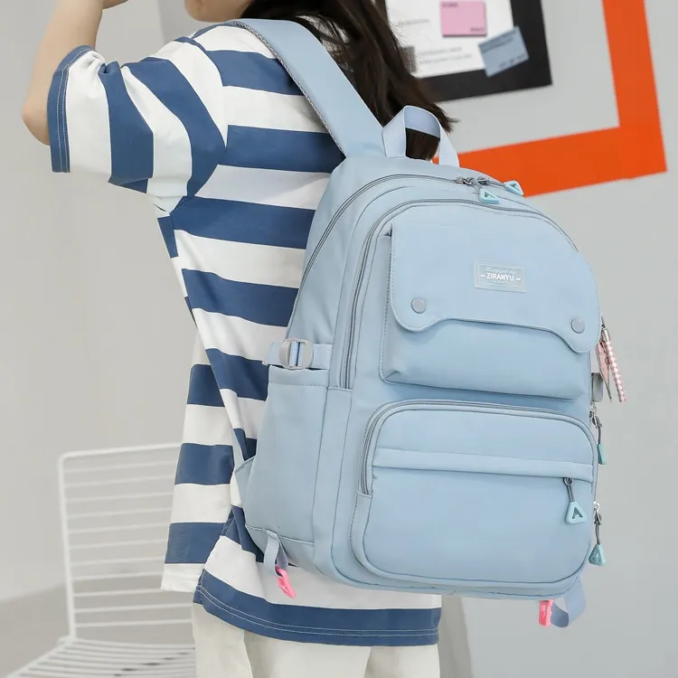 Natural Fish Nylon Backpack Regular Pink Purple Blue Gray Black-12