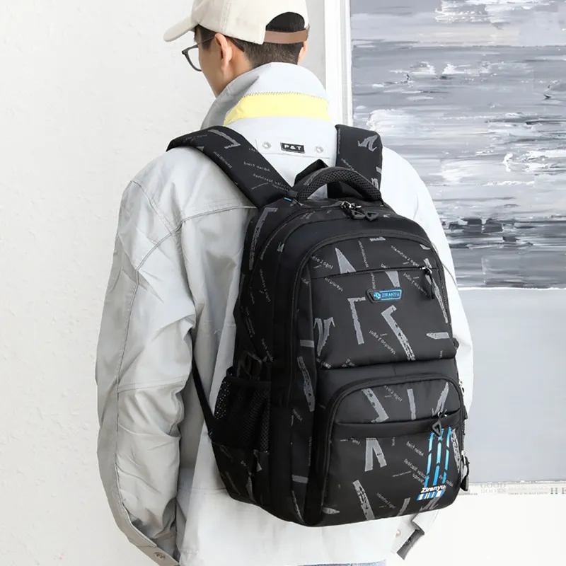 Natural Fish Polyester Backpack Regular Men's Black & Royal Blue/Black & Gray/Black & Sky Blue/Black & Yellow-5