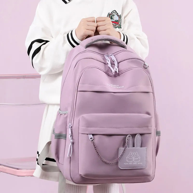 Natural Fish Nylon Backpack Regular Pink Black Orange Purple-6