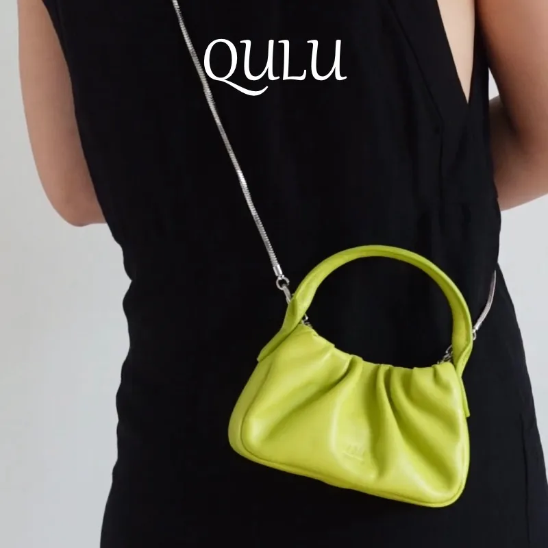QULU Sheepskin Shoulder Bag Crossbody Bag Handbag Mini Women's White-11